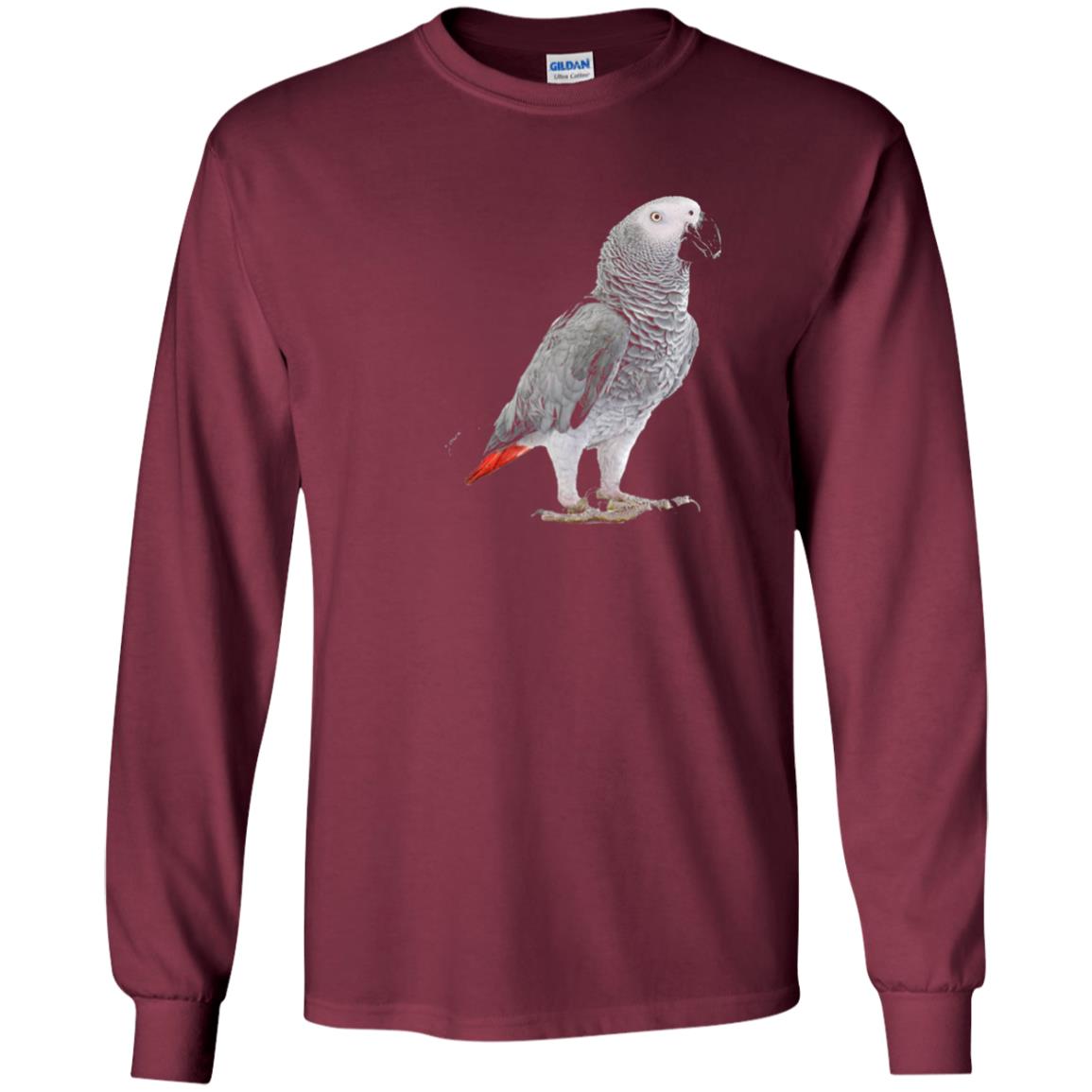Funny African Grey Parrot Bird T-shirt Maroon