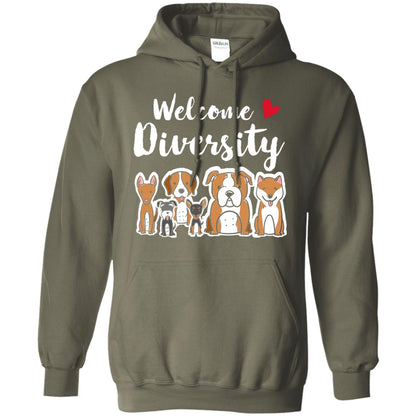 Dog Lover T-shirt Welcome Diversity Military Green