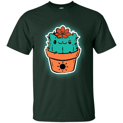 Cat Lover T-shirt Cactus Dog Catcus Forest Green