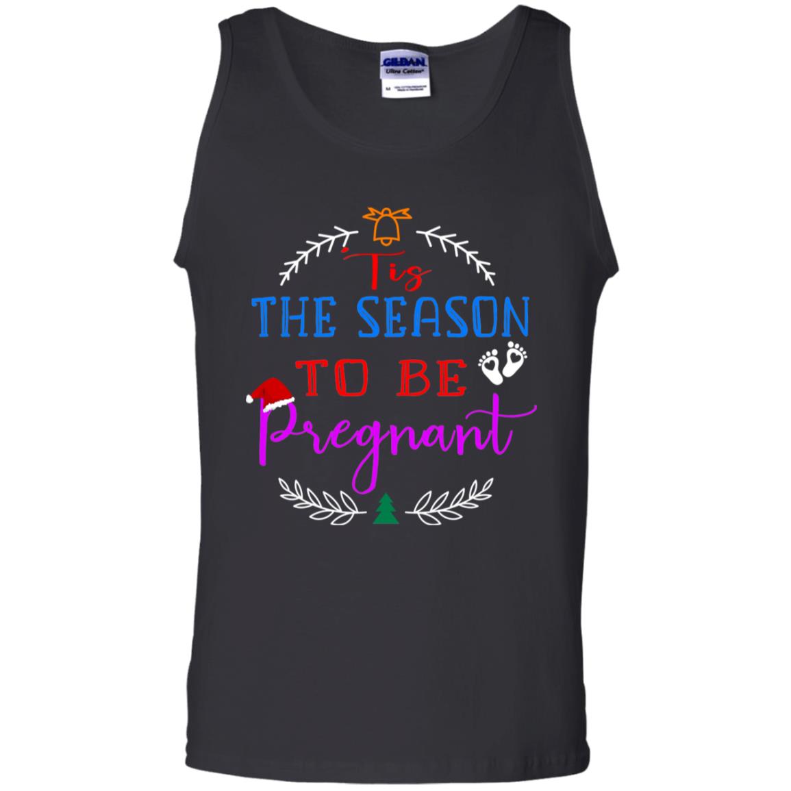 Tis Season To Be Pregnant Pregnancy Announcement Gift Shirt Black