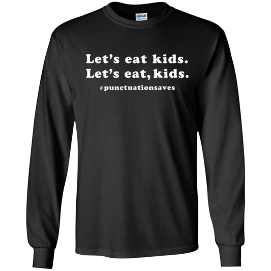 Funny Teacher T-shirt Let_s Eat Kids Punctuation Saves Black