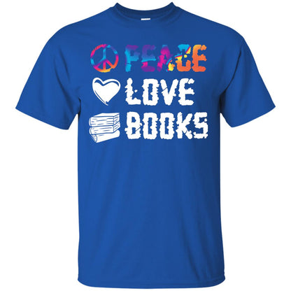 Peace Love Books Best Reading Shirt For Book Lover Royal