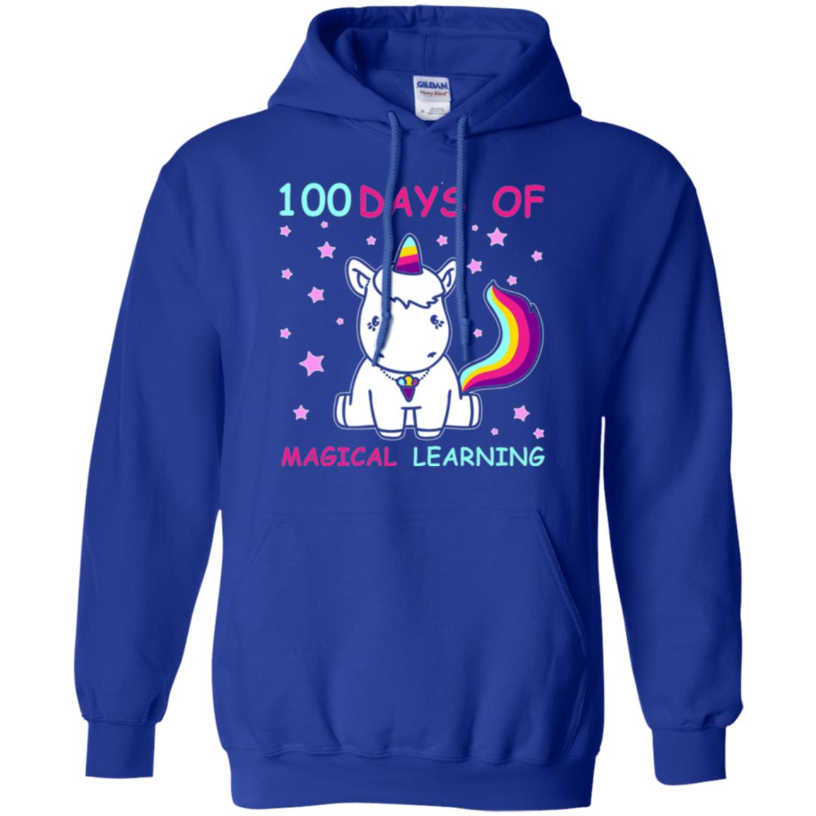 Unicorn Lover T-shirt 100 Days Of Mgical Learning Royal