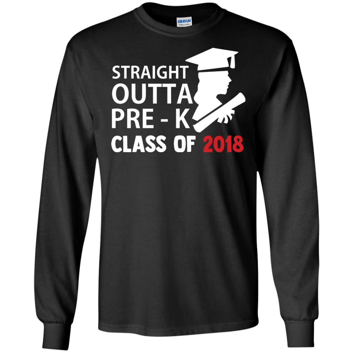 Straight Outta Pre-k Class Of 2018 Preschool Graduation Shirt Black