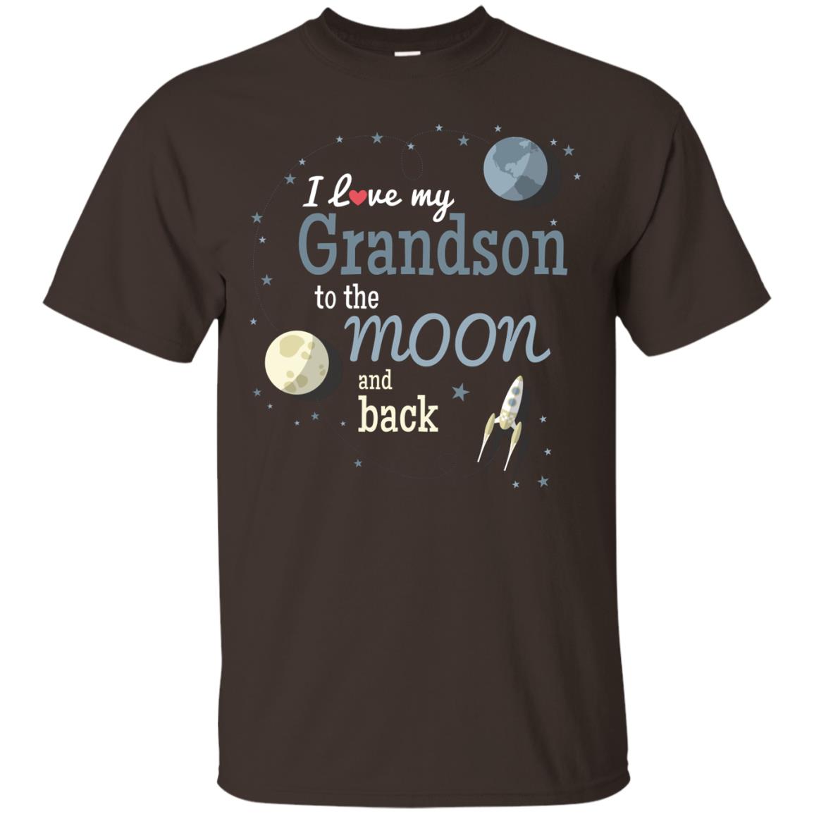 I Love My Grandson To The Moon And Back Grandparents Shirt Dark Chocolate