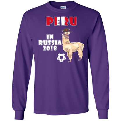 Soccer T-shirt Peru National Team Llama In Russia 2018 Cup Purple