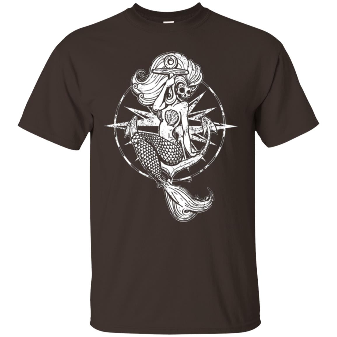Mermaid Lover T-shirt Skull Mermaid Dark Chocolate
