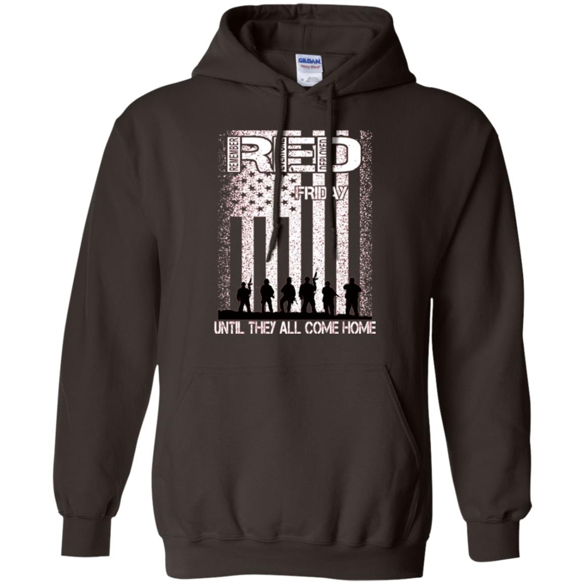 Red Friday Military T-shirt Untill They All Come Home Dark Chocolate