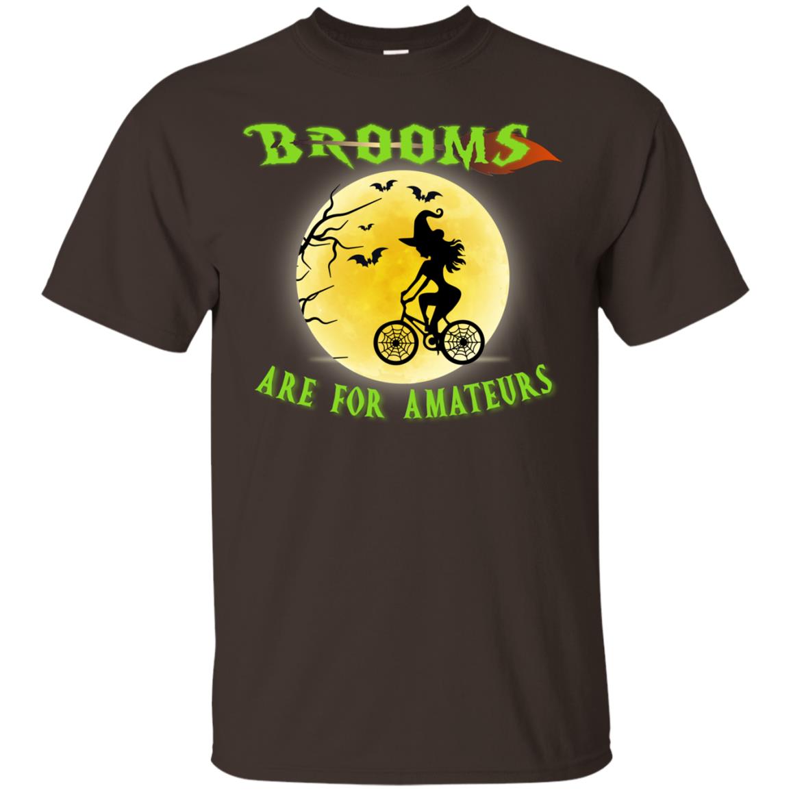 Brooms Are For Amateurs Witches Ride A Bicycle Funny Halloween Shirt Dark Chocolate