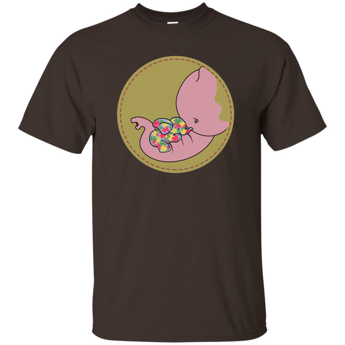 Elephant Mom And Baby Autism Awareness Shirt Dark Chocolate