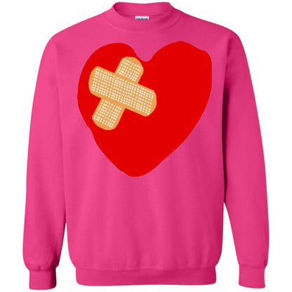 Funny Patched Up Heart Graphic T-shirt Heliconia