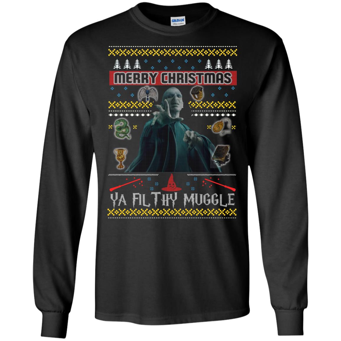 Merry Christmas Ya Filthy Muggle Harry Potter Fan T-shirtG240 Gildan LS Ultra Cotton T-Shirt