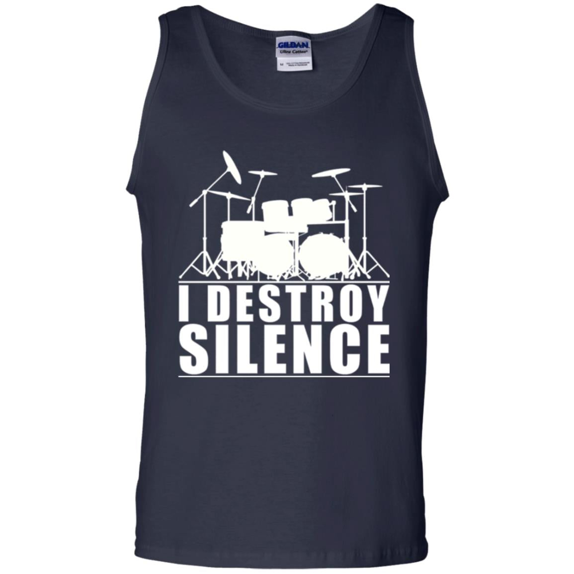 Drums Lover T-shirt I Destroy Silence Navy