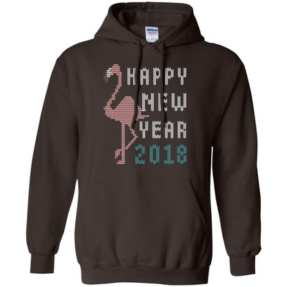 Happy New Year 2018 T-shirt Pink Flamingo Dark Chocolate