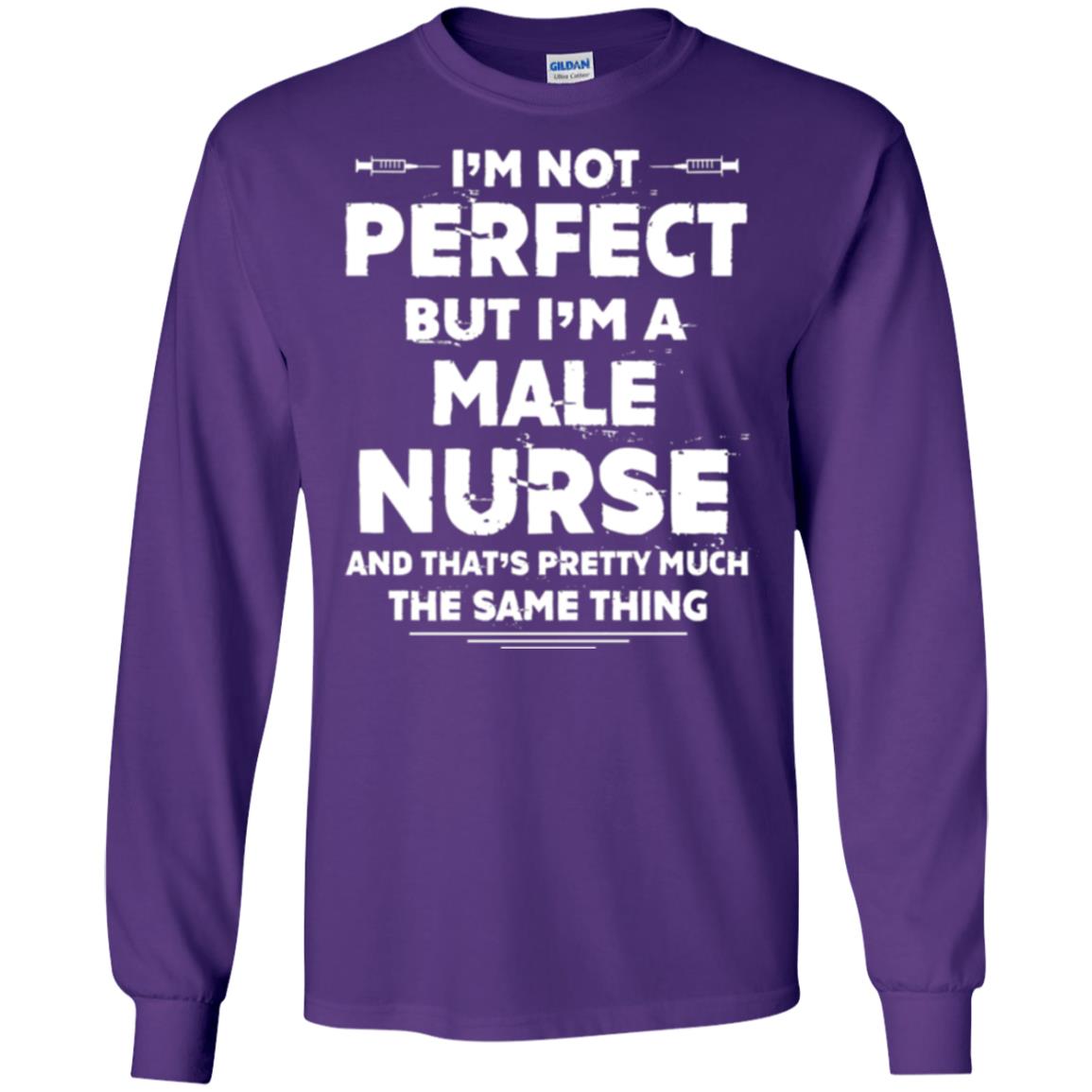 Male Nurse T-shirt I_m Not Perfect Purple