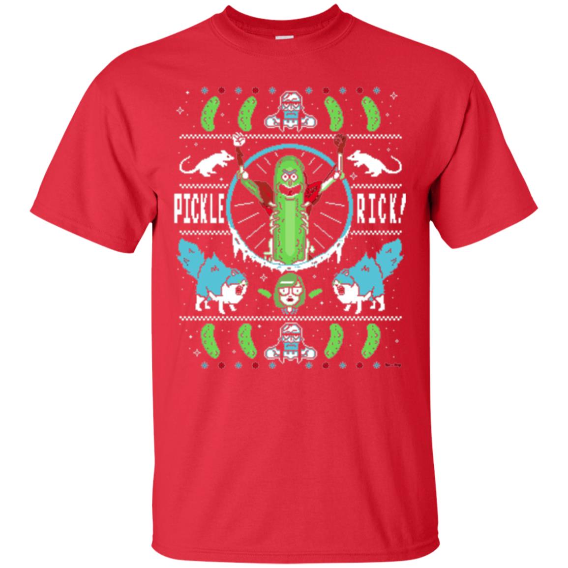 Rick And Morty T-shirt Festive Pickle Rick Red