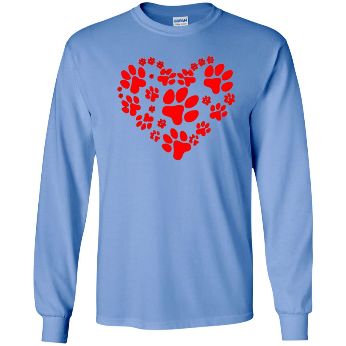 Dog Lover T-shirt Dog Paw Heart Valentine T-shirt Carolina Blue