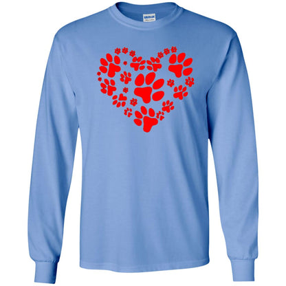 Dog Lover T-shirt Dog Paw Heart Valentine T-shirt Carolina Blue