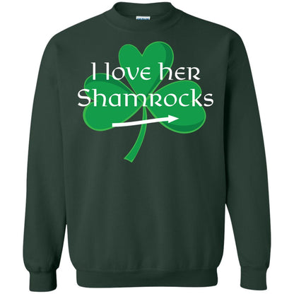 Saint Patrick_s Day T-shirt I Love Her Shamrocks Forest Green