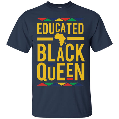 African Dna Pride T-shirt Dashiki Educated Black Queen Navy