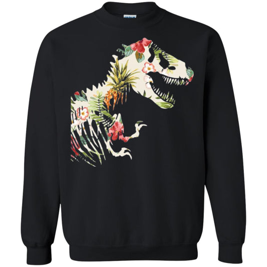 Dinosaur T-shirt Floral Tropical Hawaiian Pattern T Rex Black
