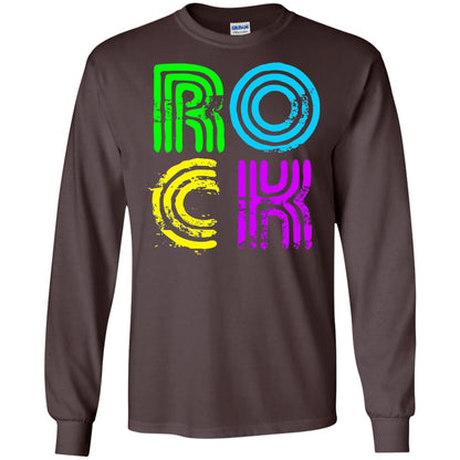 Bright Neon Colours Rock 80_s Retro Theme T-shirt Dark Chocolate