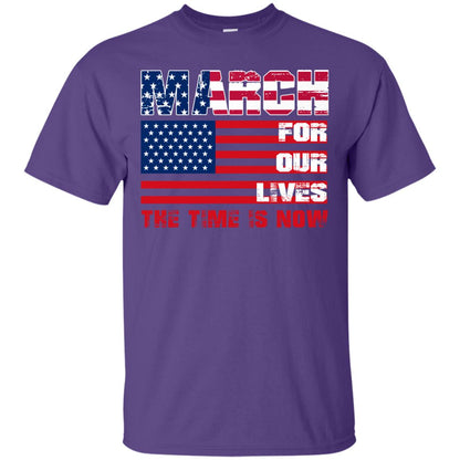 March For Our Lives The Time Is Now Gun Controls T-shirt Purple