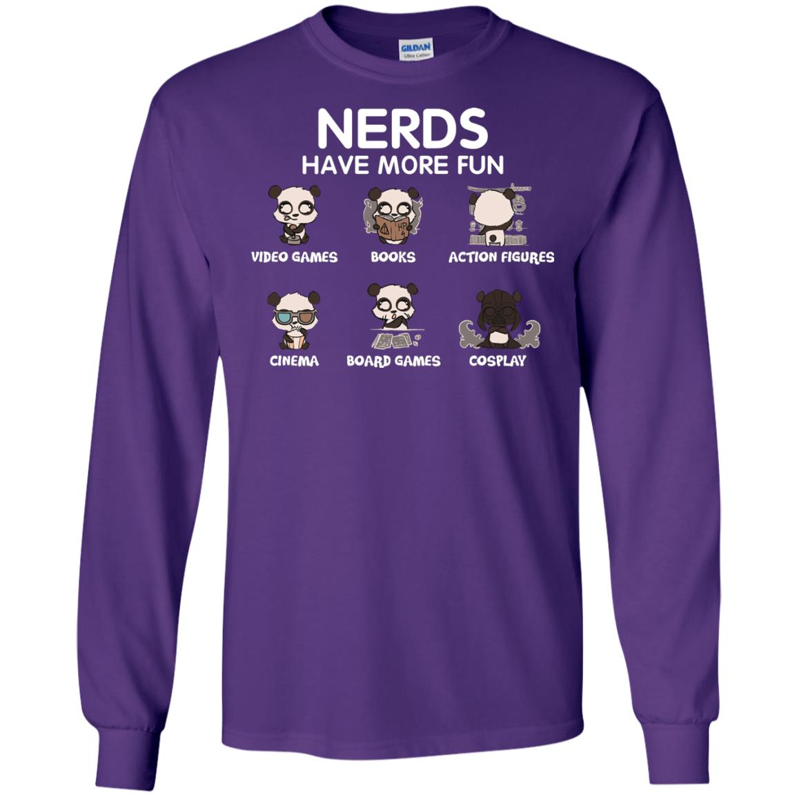 Nerds Have More Fun Video Games Books Action Figures Shirts Purple