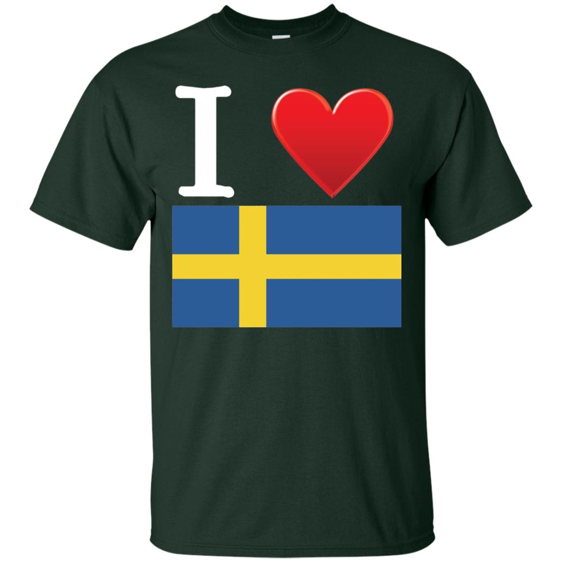 I Heart Love Sweden Flag T-shirt Forest Green