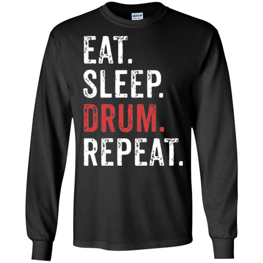 Drummer T-shirt Eat Sleep Drum Repeat Black