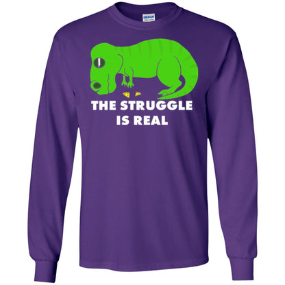 Funny Dinosaus T-shirt The Struggle Is Real Purple
