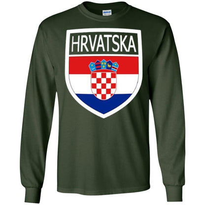 Croatia Shield T-shirt Hrvatska Patch Croatian Flag Badge Forest Green