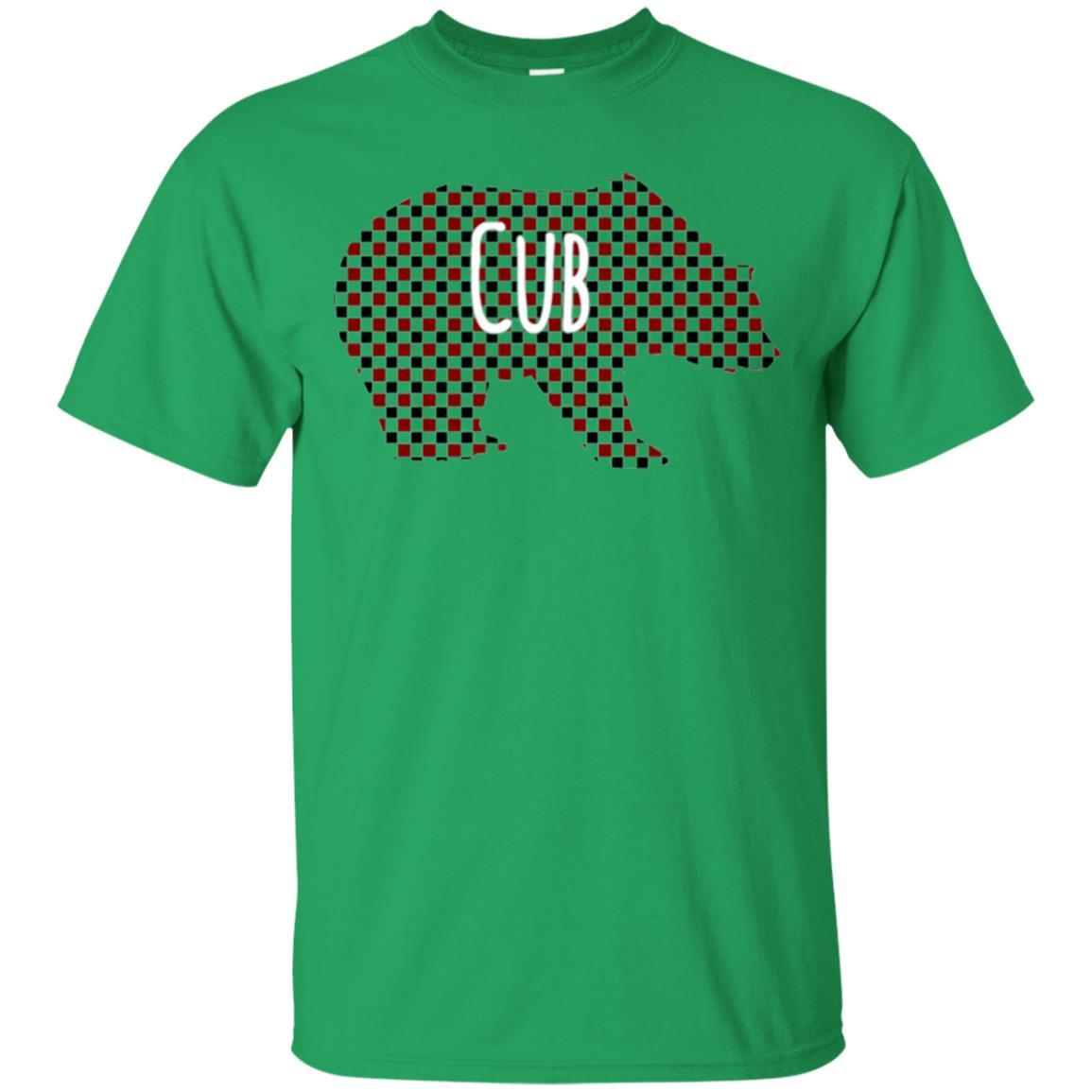 Family Christmas T-shirt Red Plaid Cub Bear Irish Green