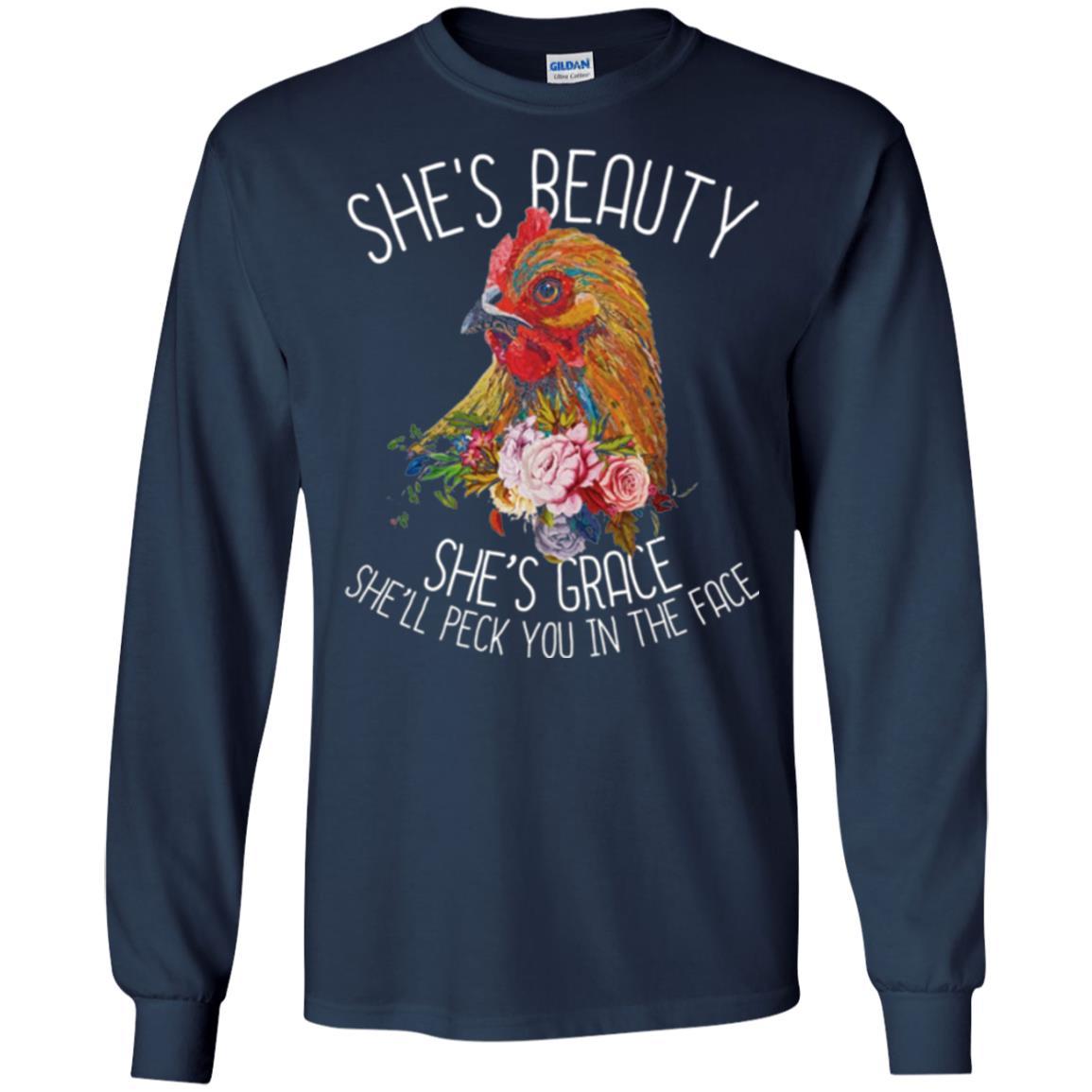 Chicken T-shirt She's Beauty She's Grace Navy