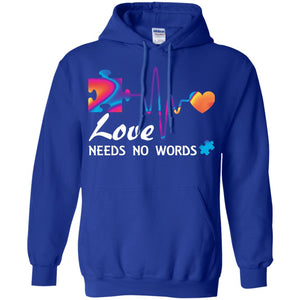 Love Needs No Words Puzzle Heartbeat Gift Shirt For Autism Awareness