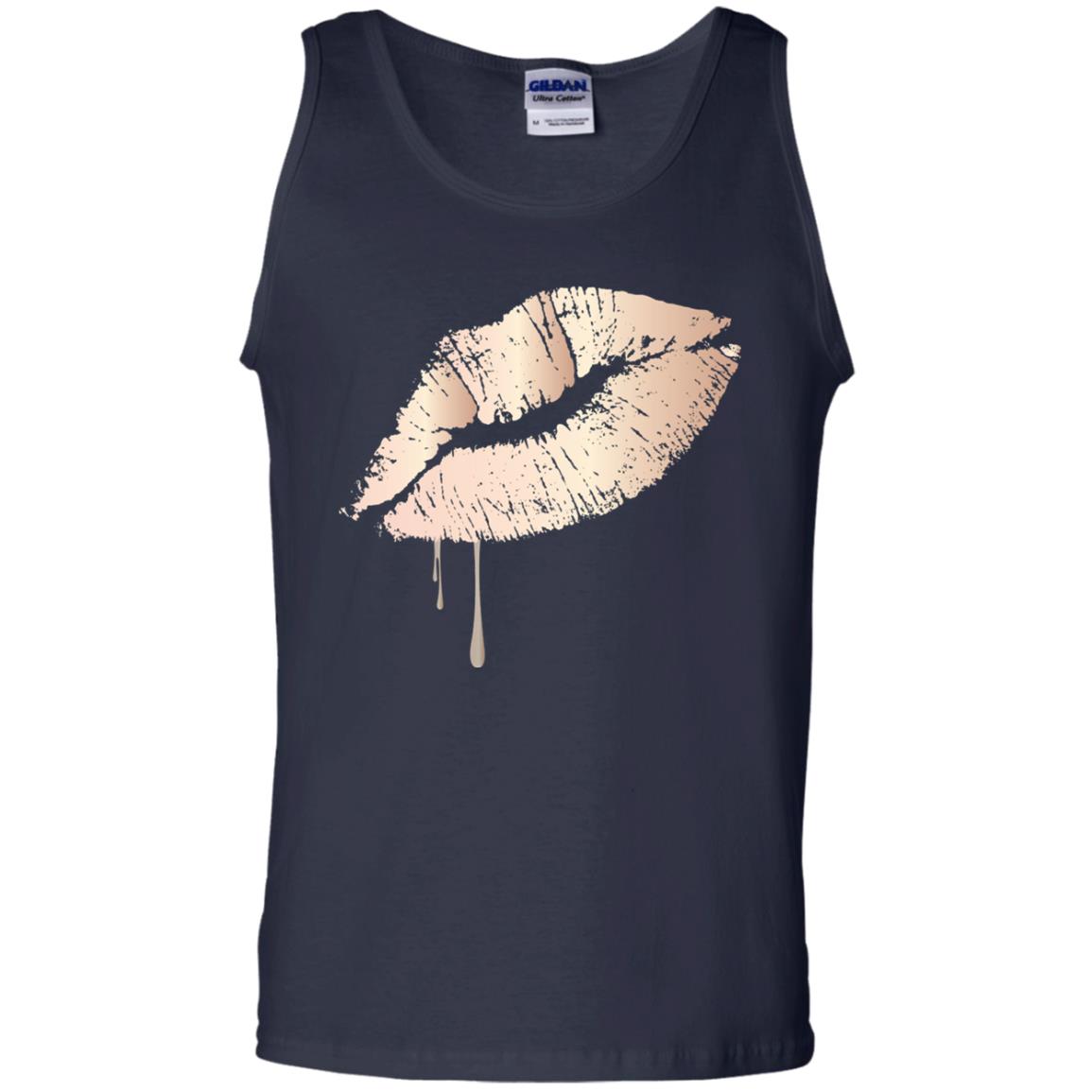 Rose Gold Dripping Lips T-shirt Navy