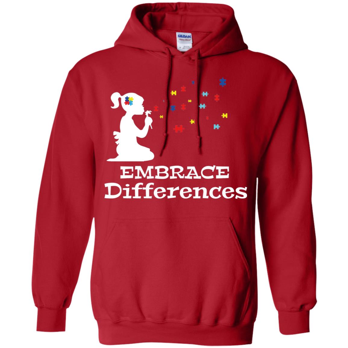 Embrace Differences Autism Awareness T-shirt Red