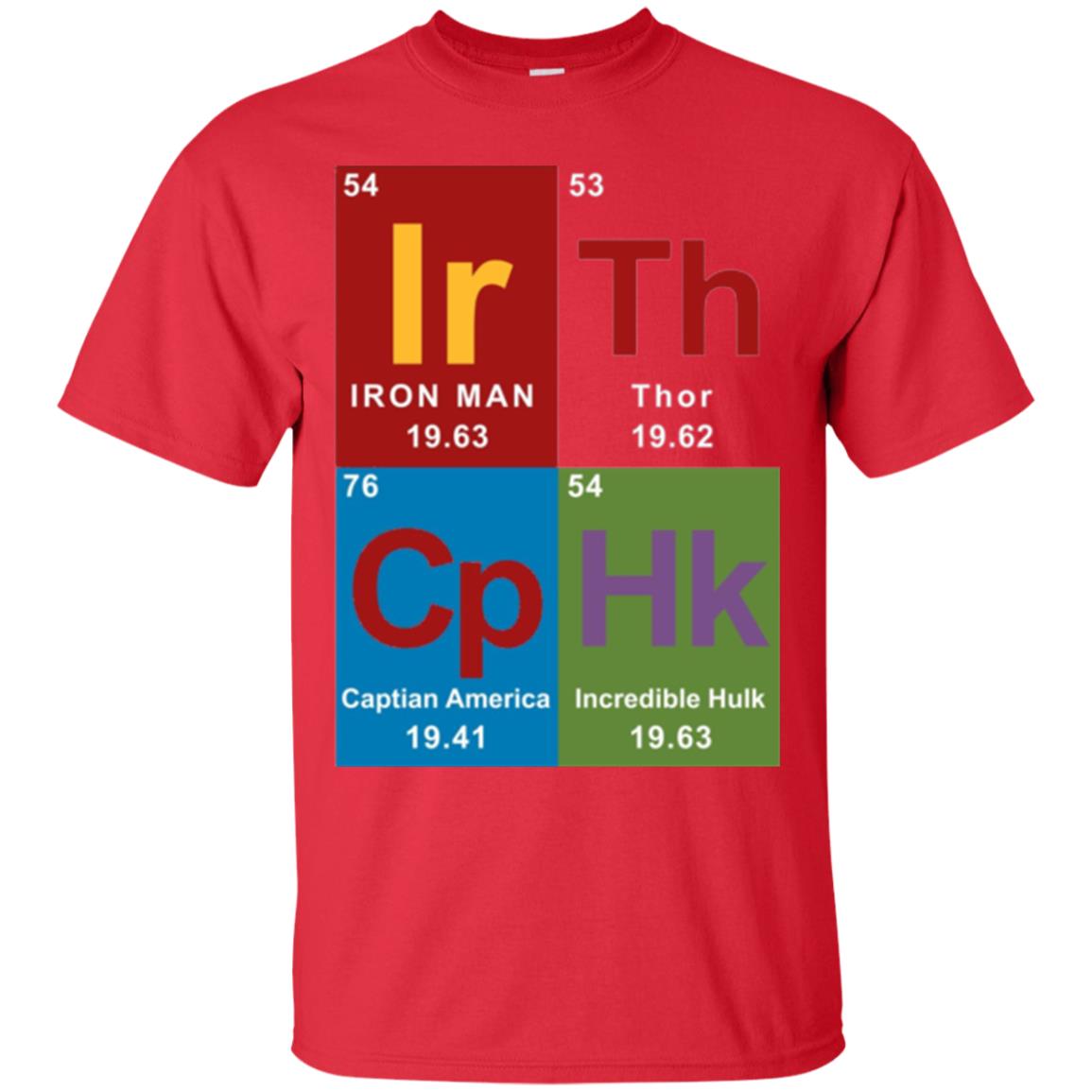 Marvel Avengers Periodic Table Elements T-shirt Red