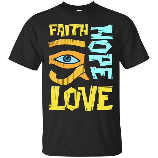 Faith Hope Love Christian T-shirt Black