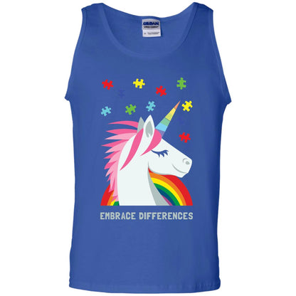 Autism Awareness Shirt Unicorn Puzzle Embrace Differences Royal