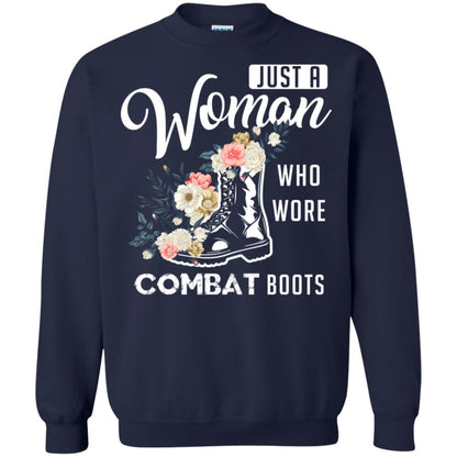 Just A Woman Who More Combat Boots Female Veteran T-shirt Navy