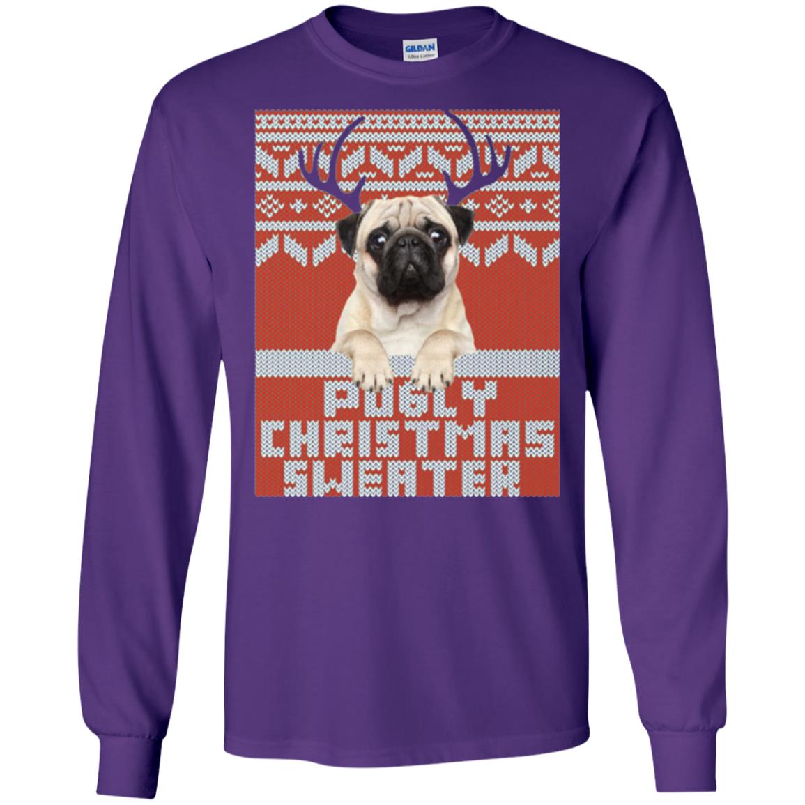 Dog Lovers T-shirt Pugly Christmas Sweater Purple