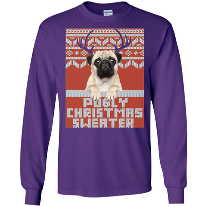 Dog Lovers T-shirt Pugly Christmas Sweater Purple