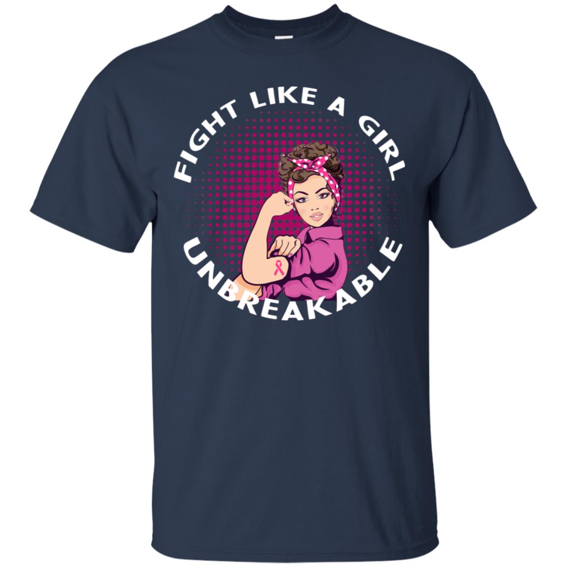 Fight Like A Girl Unbreakable Breast Awareness Shirt Navy