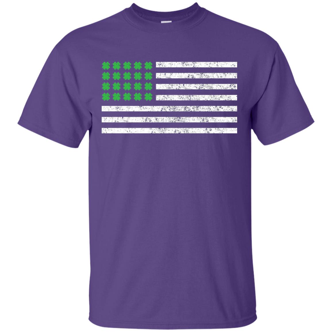 Usa Flag With Irish Shamrock St Patricks Day T-shirt Purple