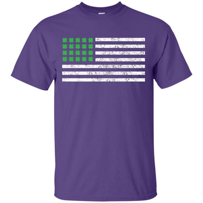 Usa Flag With Irish Shamrock St Patricks Day T-shirt Purple