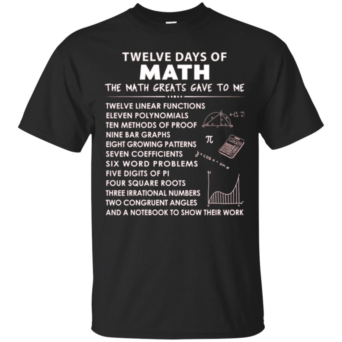 Math T-shirt Twelve Days Of Math Black