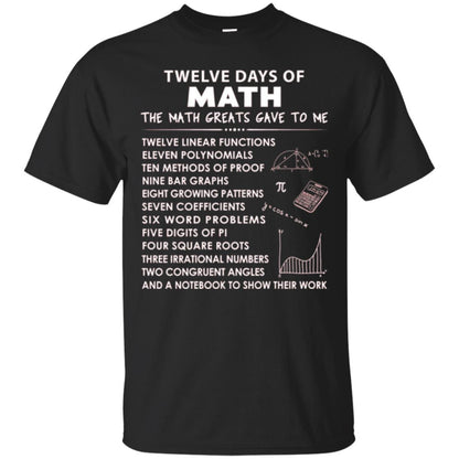 Math T-shirt Twelve Days Of Math Black