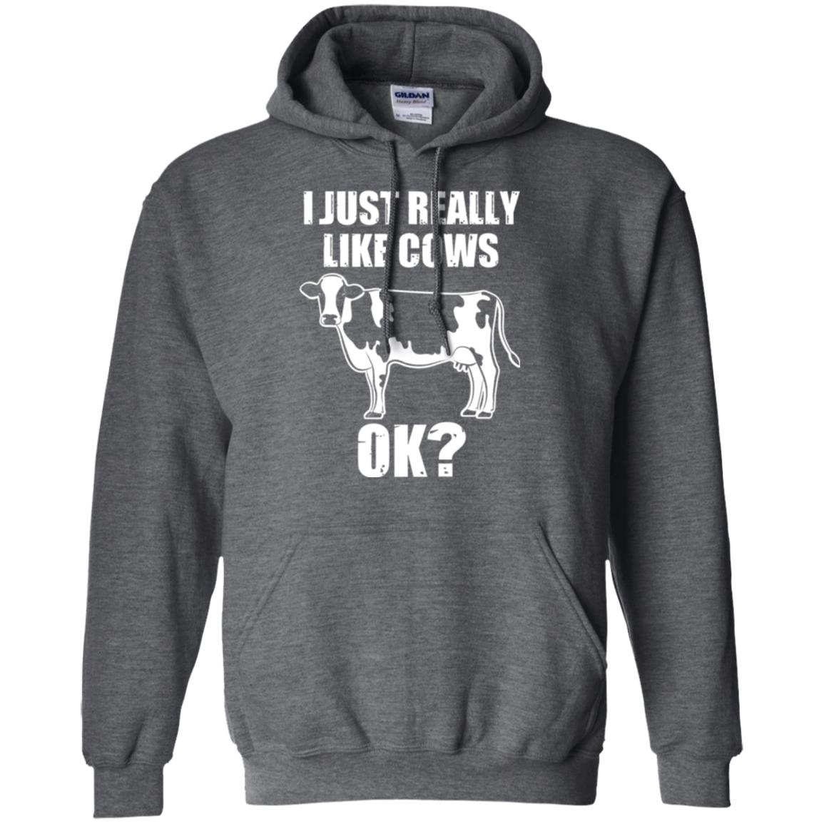 Cow Lovers T-shirt I Just Really Like Cows Ok Dark Heather