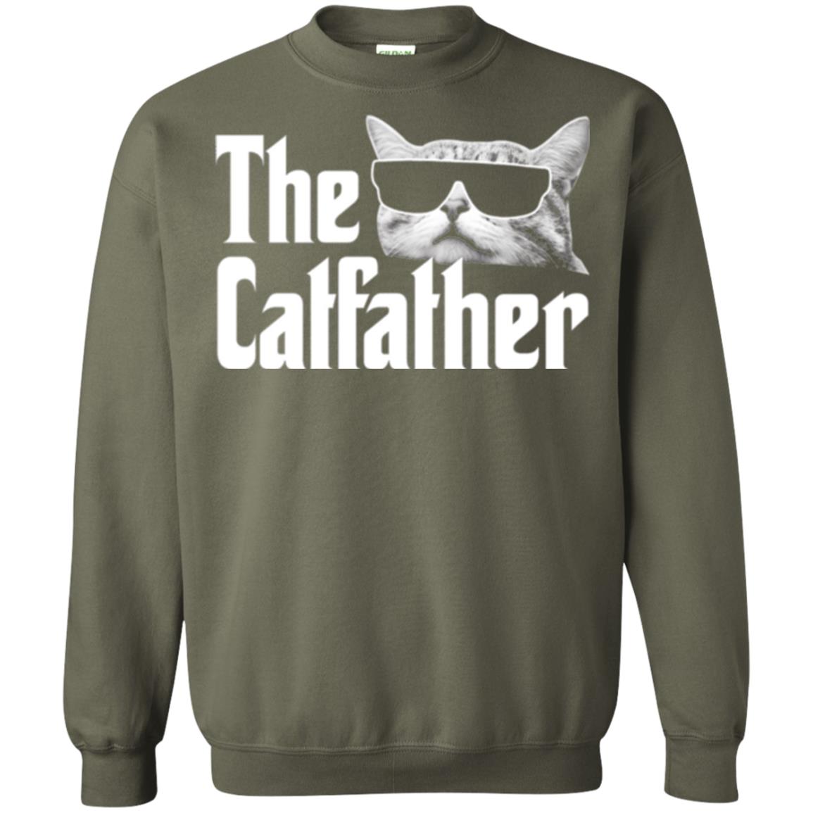 Funny Gift Shirt For Cat Daddy The Catfather T-shirt Military Green